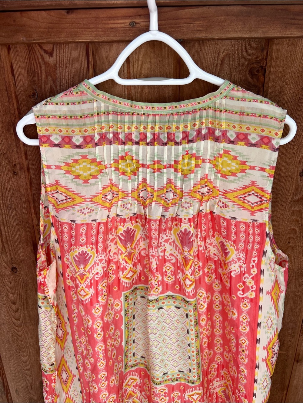 Johnny Was Pintuck V-Neck 100% Silk Akris Tunic Size L - Picture 5 of 11